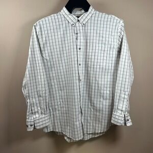 Cabela's Men's 2XL White‎ Plaid Button Down Long Sleeve Shirt Outdoor